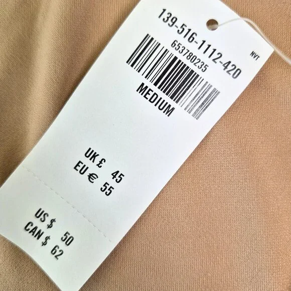 Abercrombie & Fitch Wrap Bodysuit Sz Med Long Sleeve Lined Tan Soft NWT Classic - Picture 4 of 9